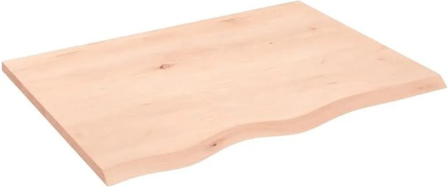 vidaXL Waschtischplatte aus Eichenholz Unbehandelt Braun B: 80 cm, T: 60 cm, H: 2 cm - Bild 1