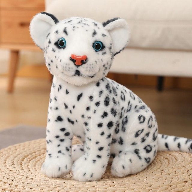 Kawaii Leopard Plüschtier, Schneeleopard, weiß, 28cm - Bild 1