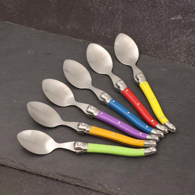 Jaswehome 6-teiliges Laguiole Löffelset aus Edelstahl in Grau, 6 Kaffeelöffel für Dessert und Heißgetränke, Länge: 15,5 cm - Bild 1