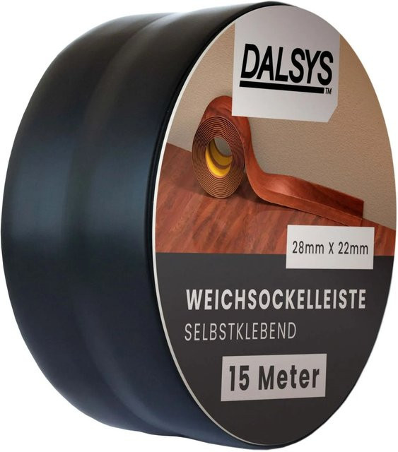 Dalsys Weichsockelleiste selbstklebend aus PVC in Schwarz, 15 m Länge - Bild 1