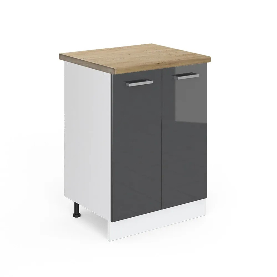 Vicco Küchenunterschrank R-Line in Anthrazit Hochglanz und Weiß mit Eiche-Optik, B/T/H: 60 x 60 x 81,6 cm - Bild 2