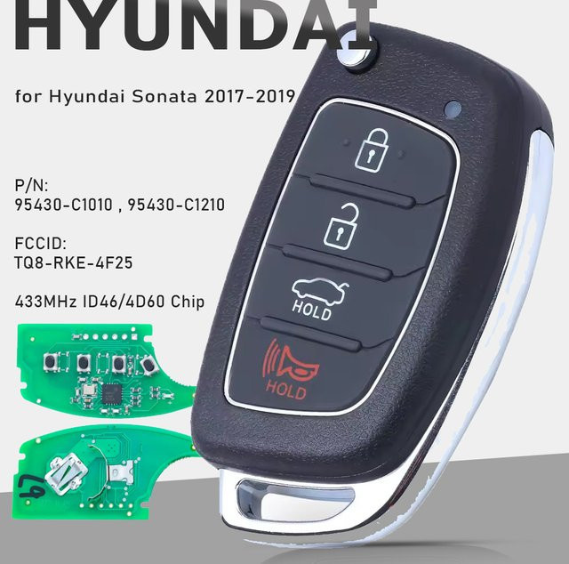 KEYECU Klapp-Funkschlüssel 433 MHz in Schwarz für Hyundai Sonata TQ8-RKE-4F25 (95430-C1010, 95430-C1210) - Bild 1