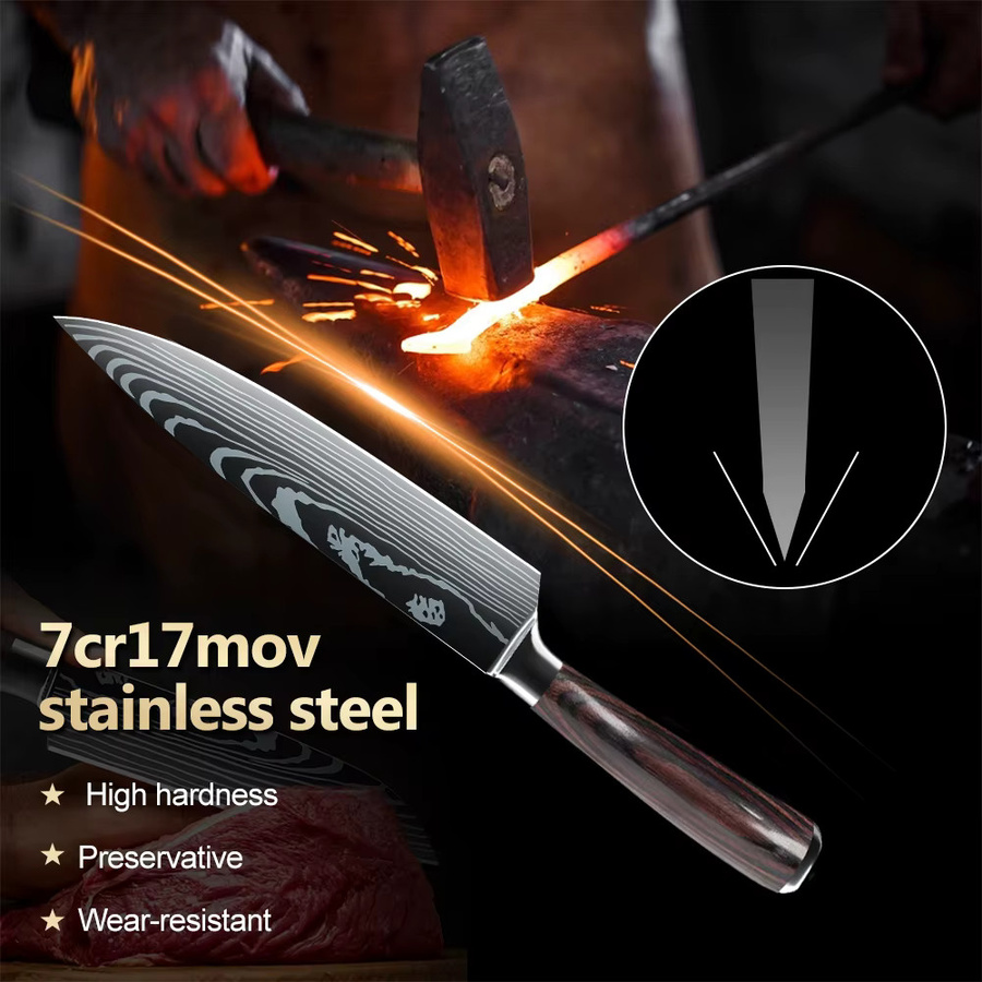 ZENG 10-teiliges Küchenmesser-Set aus hochkohlenstoffhaltigem 7CR17 440C Edelstahl inklusive Geschenkbox - Bild 2