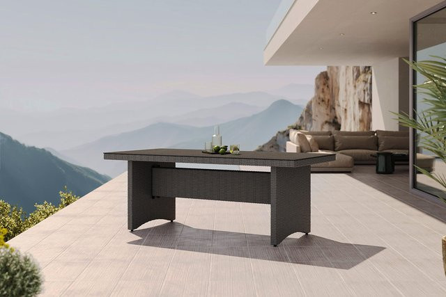 OUTFLEXX Vigo Gartentisch für 8 Personen aus Polyrattan und Aluminium in Steinoptik mit Sicherheitsglas, Breite: 200 cm, Tiefe: 95 cm - Bild 1