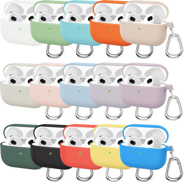 Stoßfeste Silikonhülle für Apple AirPods der 3. Generation in Lila mit Haken und Schutzhülle - Bild 1