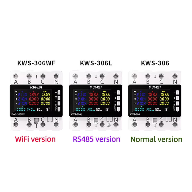 TUYA Smart Wifi oder No Wifi 3-Phasen Energie-Messgerät für die DIN-Schiene, AC 85-290 V Stromüberwachungsschalter in Weiß - Bild 5