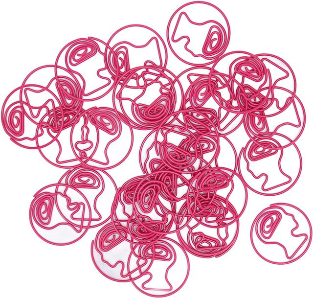30 Stück GoolRC Büroklammern in Menschenkopf-Form, rutschfest und vielseitig einsetzbar, Farbe: Pink - Bild 1