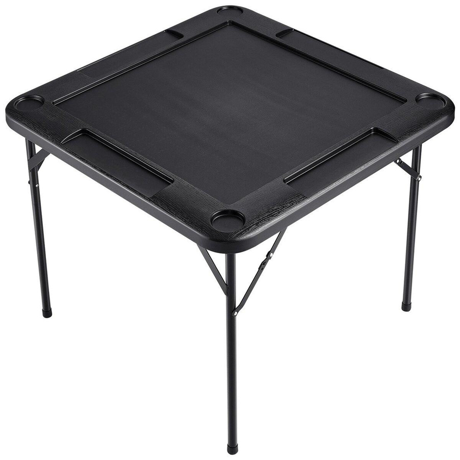 Buying Solutions MB Mahjong-Tisch für 4 Spieler, quadratischer Klapp-Kartentisch in Schwarz mit 4 Getränkehaltern, 4 Chip-Schalen und Domino-Set - Bild 6