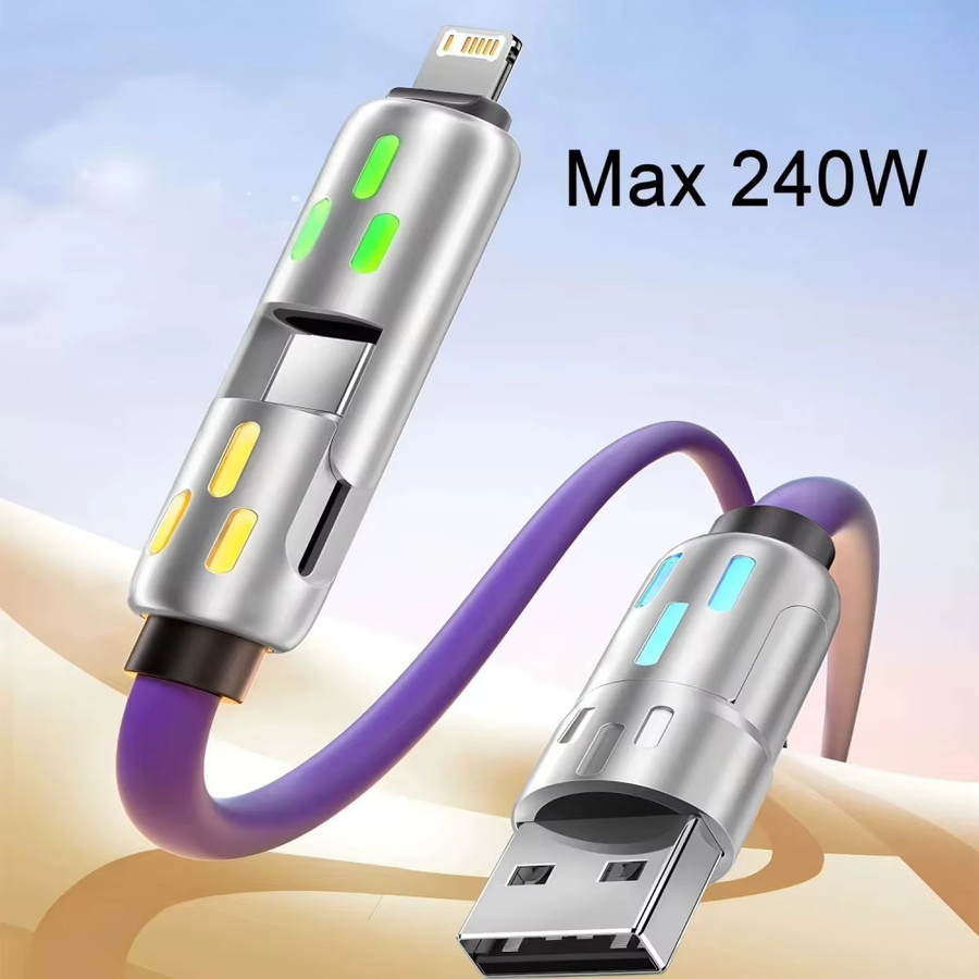 4-in-1 240W USB-C Schnelllade-Datenkabel Multifunktions-Ladekabel in Lila - Bild 3