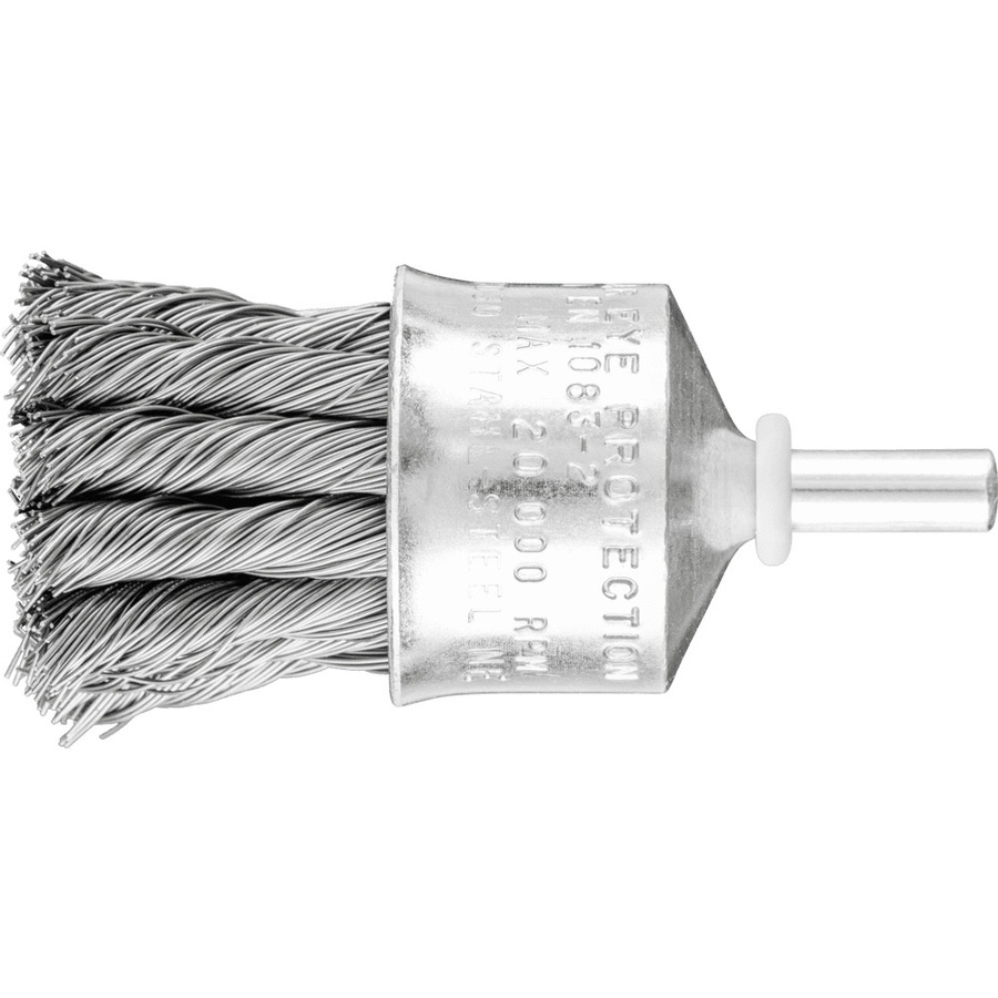 PFERD TOOLS POS Pinselbürste gezopft PBG in Silber mit Stahl-Draht Ø 0,35 mm, Schaft-Ø 6 mm und Durchmesser 30 mm - Bild 1
