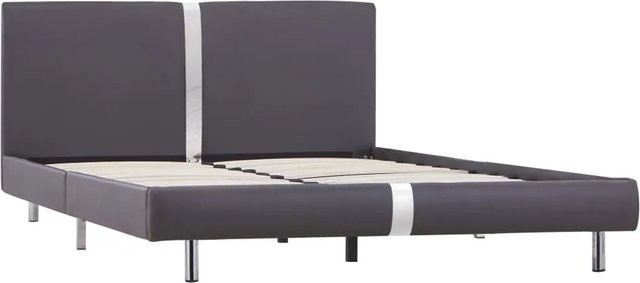 vidaXL Bettgestell aus Kunstleder in Grau mit gepolstertem Rahmen, B/T/H: 140 x 200 x 70 cm - Bild 1