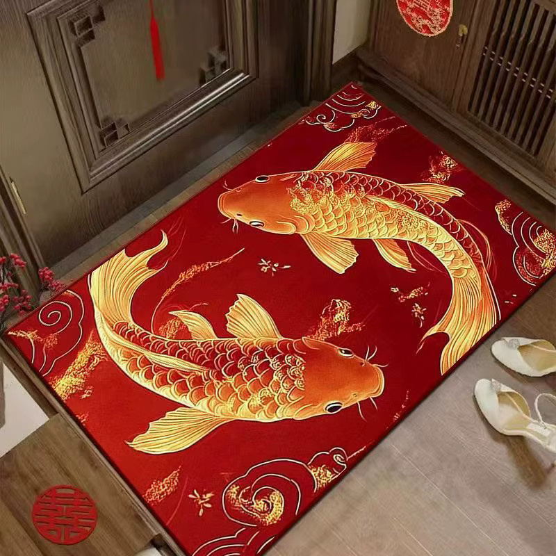 VIKAMA Fußmatte Koi-Familie mit chinesischem Neujahr-Design, rot, rutschfest und schmutzabweisend, B/T: 60 x 40 cm - Bild 2