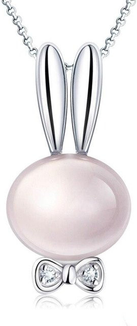 Halskette 925 Silber, Kristall, Zirkonia, Rosa Hase, Damen, 45 cm - Bild 1