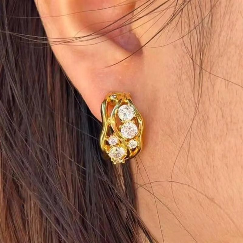 Huitan Noble Creolen, Gold, Zirkonia, Damen - Bild 4
