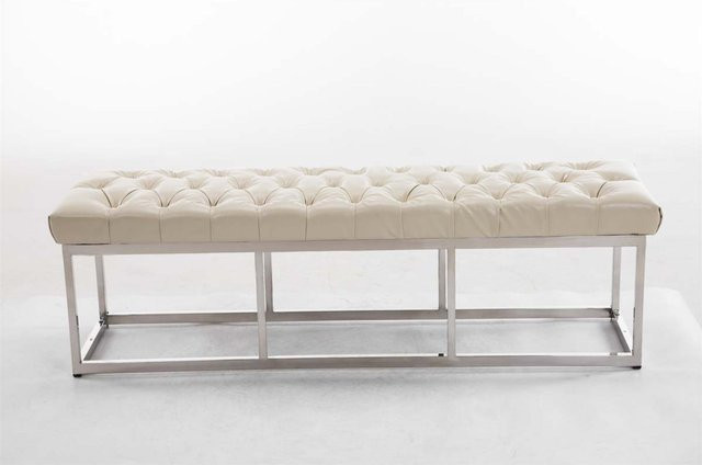 TPFLiving Sitzbank Amor in Creme mit Kunstleder und matt gebürstetem Edelstahlgestell, Breite: 150 cm - Bild 1