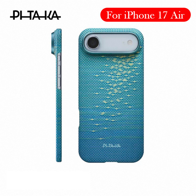 PITAKA Kohlefaser-Hülle für iPhone 17 Air in Blau mit Kevlar und Wireless Charging Unterstützung - Bild 1