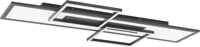 Lucande LED Deckenleuchte Narumi in Schwarz, dimmbar mit Leselampe und Fernbedienung, moderne Metall-Wohnzimmerleuchte - Bild 1