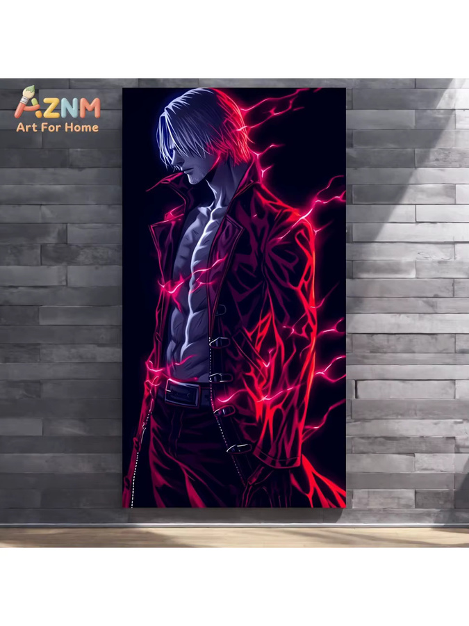 AZNM Devil May Cry Dante Red Lightning Neon Leinwand-Wandkunstdruck in Rot - Bild 3