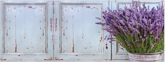 MySpotti Küchenrückwand Profix Cucina Vintage in Lavendel und Holzoptik, B/H: 160 x 60 cm - Bild 1