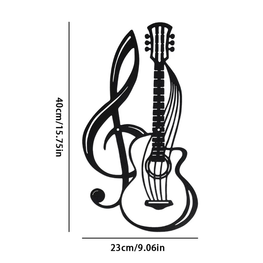 DDPNKL Wandkunst aus Metall mit Violinschlüssel und Gitarre in Schwarz - Bild 6