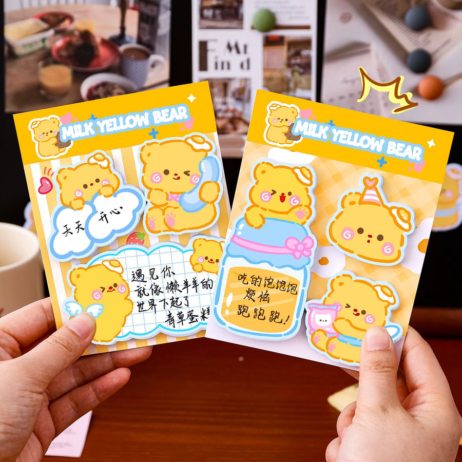 Gif Haftnotizen Custard Bär Set mit Memo Pads und Aufklebern in Gelb - Bild 2