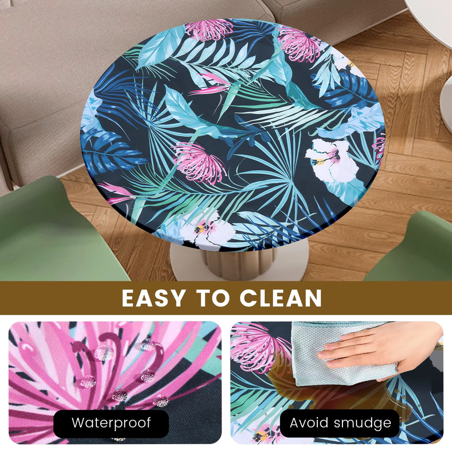 Willstar Runde Tischdecke mit floralem Muster aus Polyester, wasserabweisend und ölbeständig, Multicolour, Durchmesser: 100 cm - Bild 4