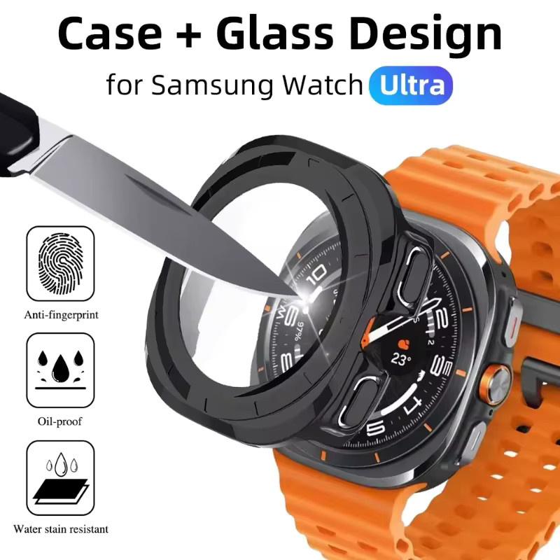 Samsung Galaxy Watch Ultra 2025 Schutzhülle mit gehärtetem Glas und PC-Gehäuse in Schwarz oder Blau für 47 mm Modell - Bild 2