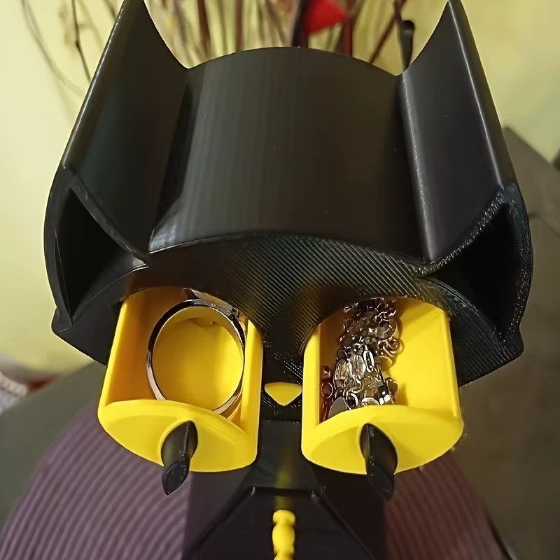 Dekorative Schmuckbox in Katzenform, schwarzes Accessoire für den Tisch - Bild 4