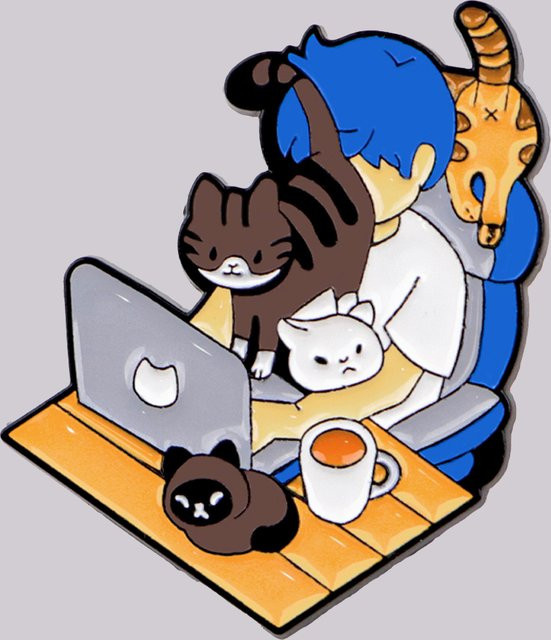 Ramulus Brosche Katzen Emaille, Bunt - Bild 1
