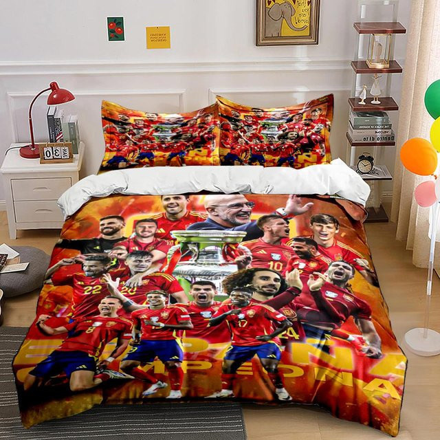 Peachy Hug Fußballmeister Bettwäsche-Set in Rot mit 1 Bettbezug und 2 Kissenbezügen, B/H: 135 x 200 cm - Bild 1