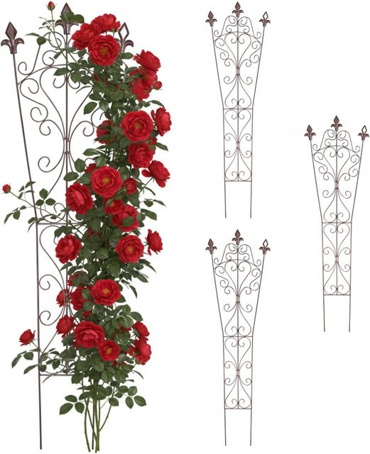 Relaxdays Rankgitter 4er Set aus Stahl in Braun für Garten und Topfpflanzen, Höhe: 115 cm, Breite: 32 cm, Tiefe: 0,5 cm - Bild 1