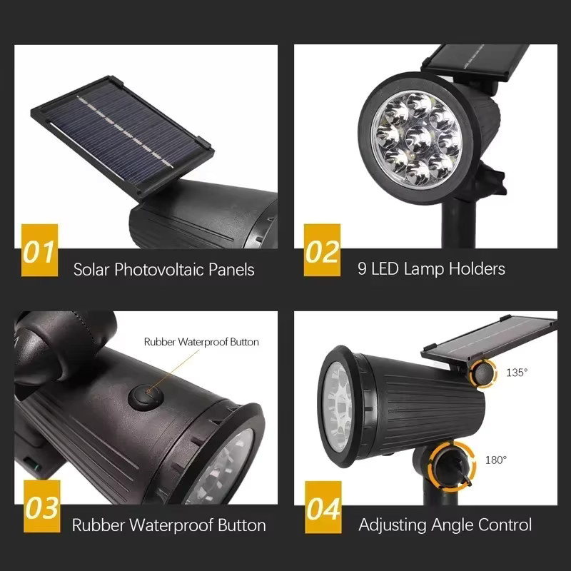 KDULIT Solarstrahler mit RGB LED für den Außenbereich, wasserdichte Landschaftsleuchte für Garten, Hof und Wege - Bild 4