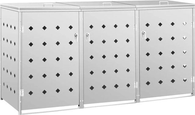 vidaXL Mülltonnenbox für 3 Tonnen à 240 L aus Edelstahl in Silber - Bild 1