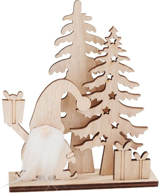 VBS Holz-Steckmotiv Weihnachtswichtel aus MDF-Holz und Sperrholz in Beige - Bild 1