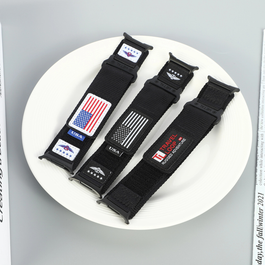 Uhrenarmband Nylon, Schwarz, Unisex, für Samsung Galaxy Watch Ultra 47mm - Bild 2