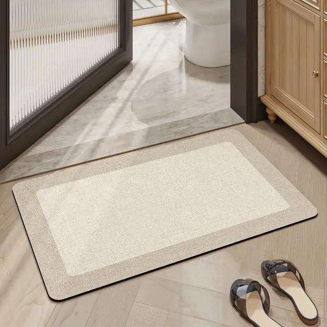Yiran Furniture Saugfähiger Diatomeenerde Fußabtreter Beige, Rutschfeste Badezimmer Matte, B/L: 40 x 60 cm - Bild 1