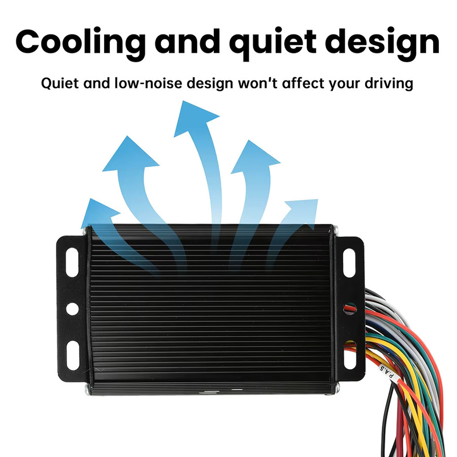 Gaqqee Bürstenloser Motorcontroller für Elektrofahrräder, Sinuswelle, 36V/48V, 350W-500W, 20A, Schwarz, kompatibel mit SM-Anschlüssen und Protokoll 2 LCD-Instrumenten - Bild 4