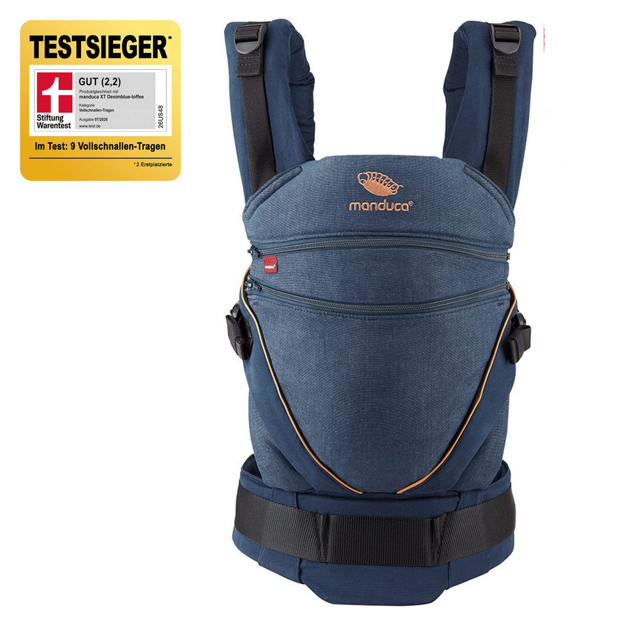 Manduca XT Babytrage aus Baumwolle in Denimblue Toffee mit 3 Tragepositionen - Bild 3