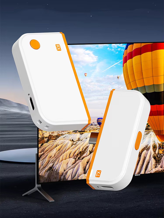 VIKEFON Kabelloser HDMI Video-Sender und Receiver-Extender-Adapter mit USB-C, Reichweite 50 m, Weiß oder Orange - Bild 5