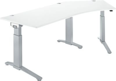 Schäfer Shop Genius ERGOSTYLE S Schreibtisch mit C-Fuß Gestell, manuell höhenverstellbar, melaminharzbeschichtet, weiß/weißaluminium, B: 216,5 cm, T: 80 cm, H: 67,5-89,5 cm - Bild 1
