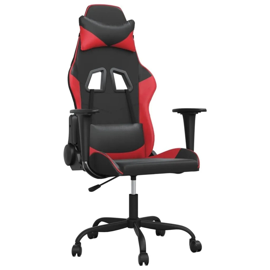 vidaXL Gaming-Stuhl mit Massagefunktion in Schwarz-Rot aus Kunstleder - Bild 2