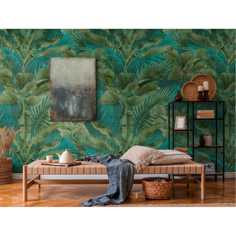 Livingwalls Fototapete Dschungel-Motiv im Urban-Jungle-Look, Grün und Blau, Breite: 280 cm, Höhe: 159 cm - Bild 3