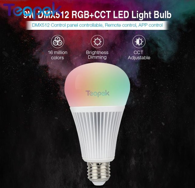Miboxer DMX512 RGB+CCT E27 LED-Glühbirne FUT012 mit DMX 512 LED-Sender FUTD01 und 2,4GHz RGB+CCT Drahtloser Fernbedienung FUT092 - Bild 1