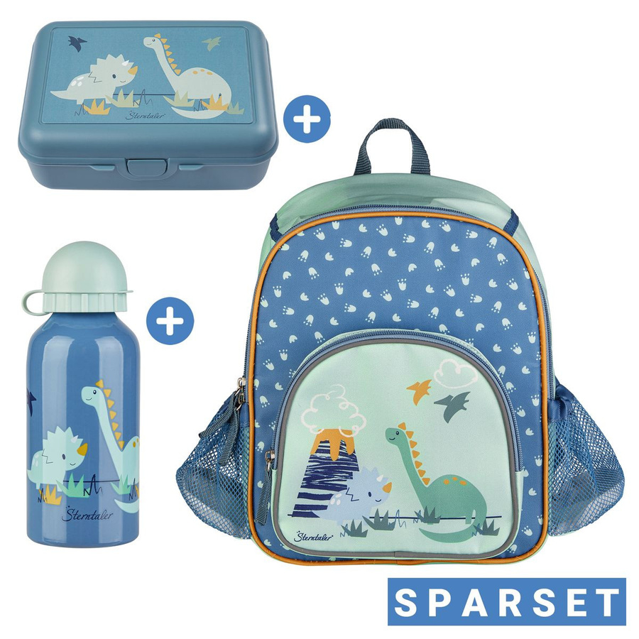 Sterntaler 3-teiliges Kindergarten Set Dino Rexi in Blau und Grün mit Rucksack, Brotdose und Trinkflasche - Bild 1