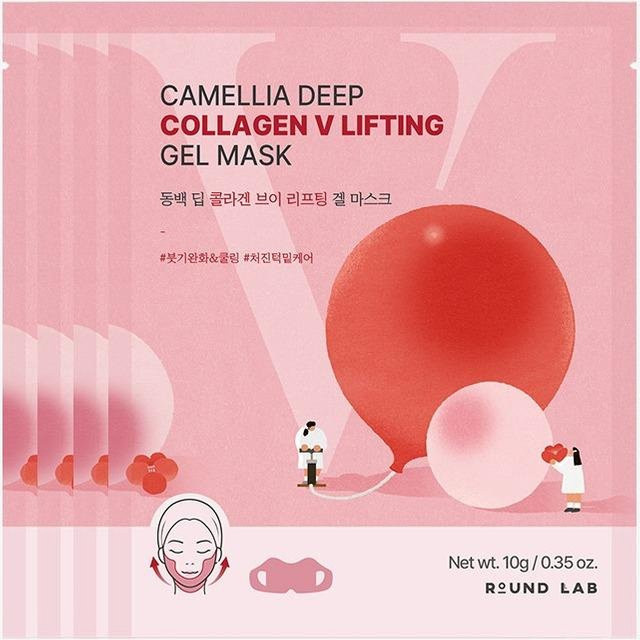ROUND LAB Kamelie Tiefes Kollagen V Lifting Gel-Maske, 4 Blatt, Unisex - Bild 1