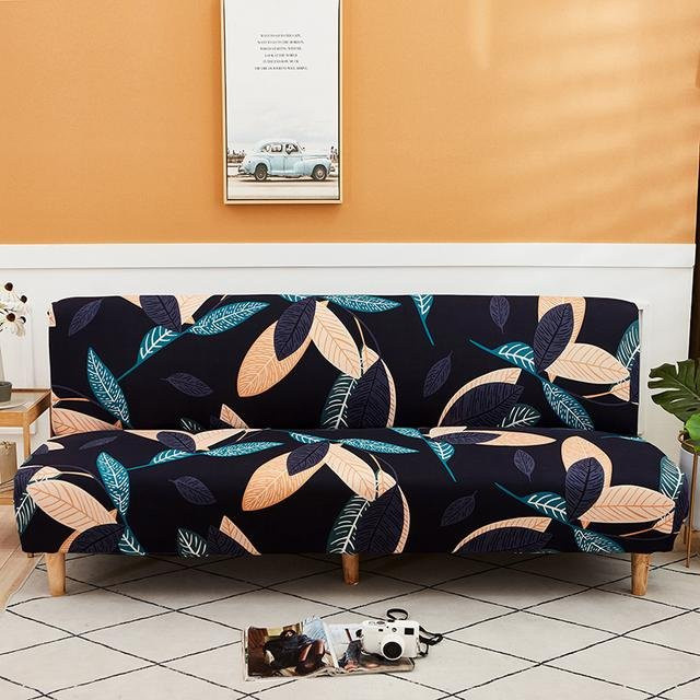 S-EMIGA Elastischer Sofa-Schonbezug mit Streifenmuster, Armloses Sofa-Bettbezug aus Spandex, Mehrfarbig, Größe L (Länge: 185-220 cm) - Bild 1