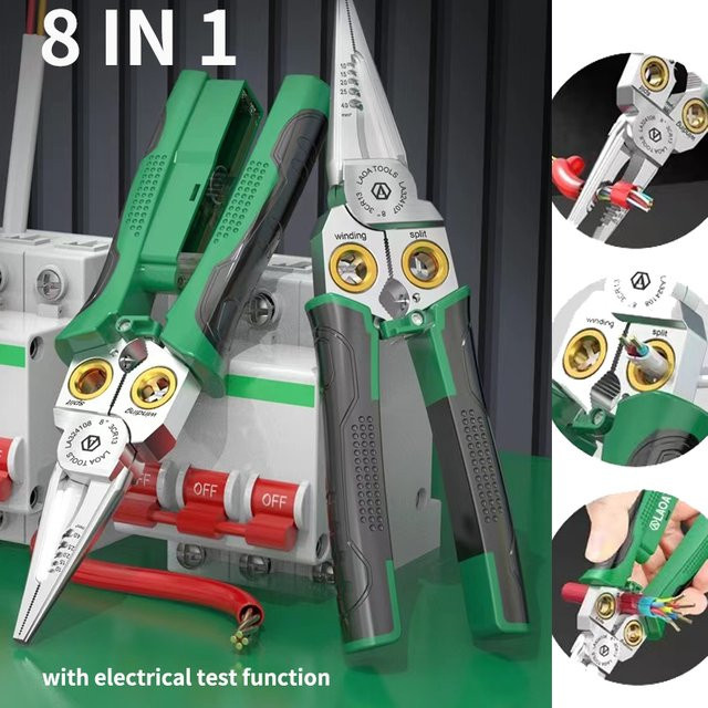 LAOA 8-in-1 Multifunktions-Abisolierzange für Elektriker in Grün - Bild 1