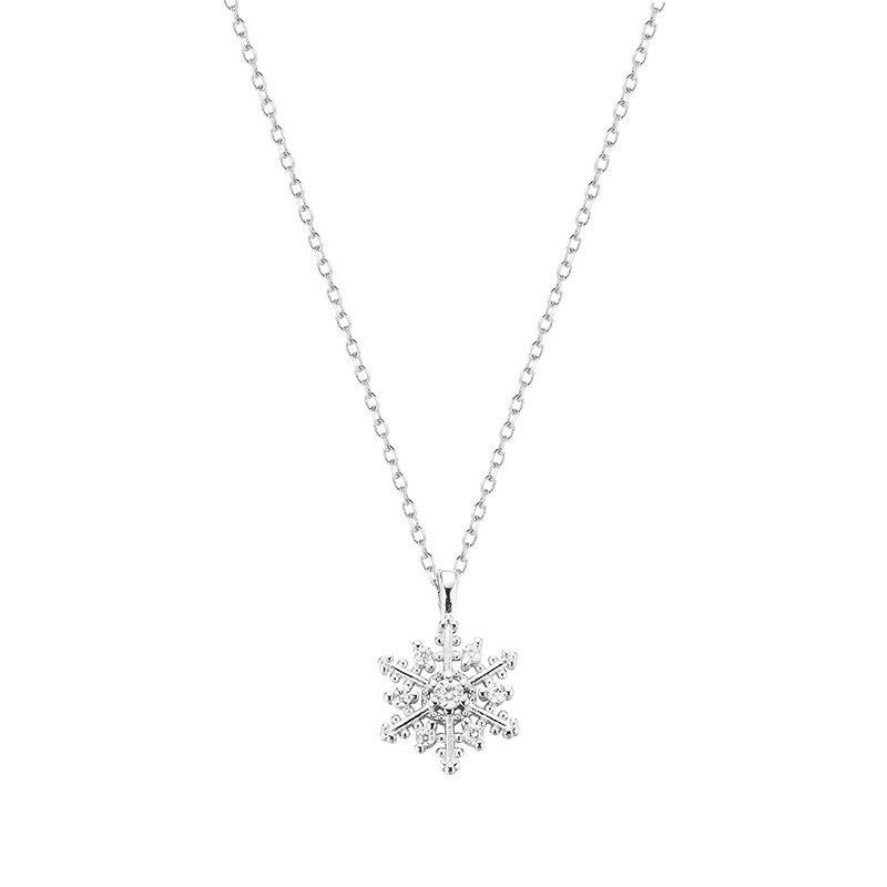 Wucifang Jewelry Halskette mit Schneeflocke Anhänger, 925 Silber, Zirkonia, Damen - Bild 2