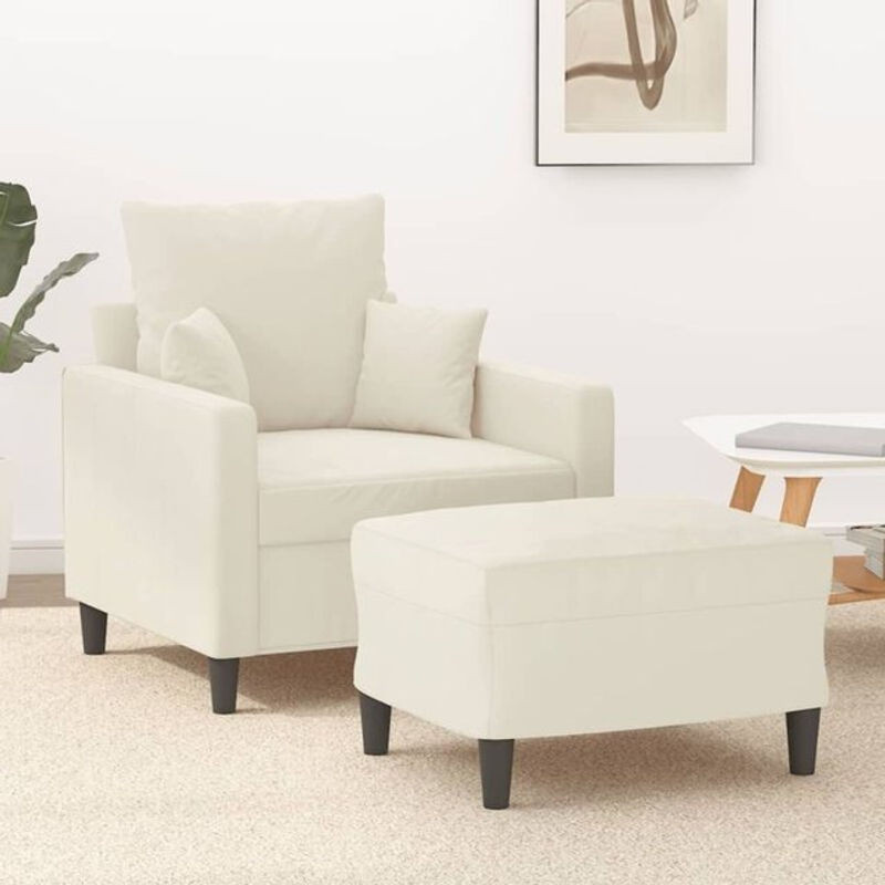 Vidaxl Sessel mit Hocker in Beige aus Samt und Metall im modernen Design - Bild 1