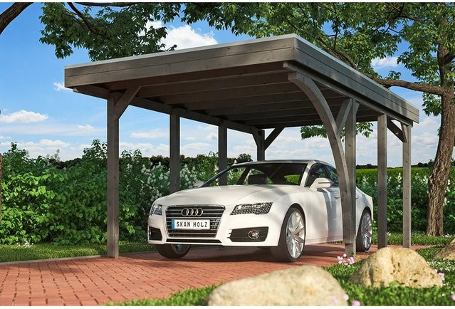 SKANHOLZ Carport Friesland Set 5 in Schiefergrau, B/T: 314 x 555 cm, Firsthöhe: 241 cm, lasiert - Bild 1